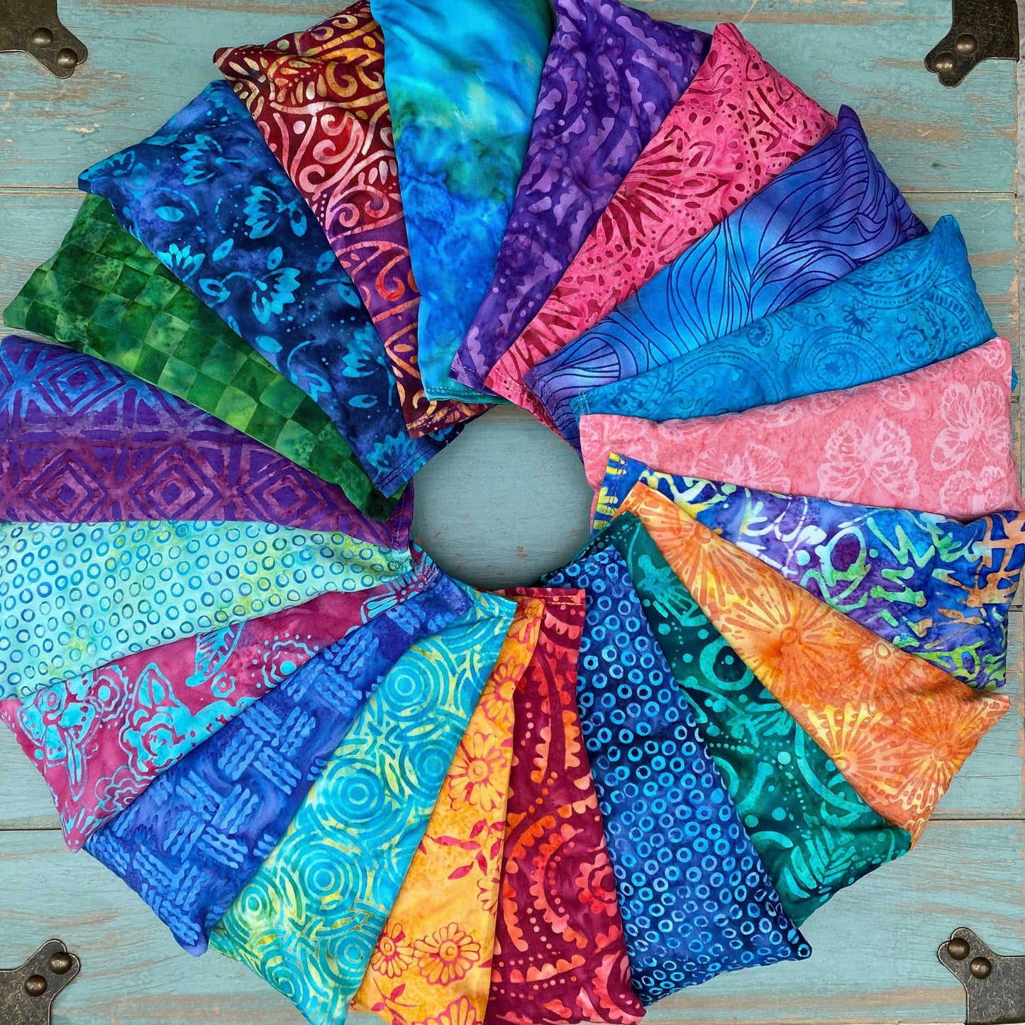 40 Hand-Dyed Batik Flax Eye Pillows with Optional Covers