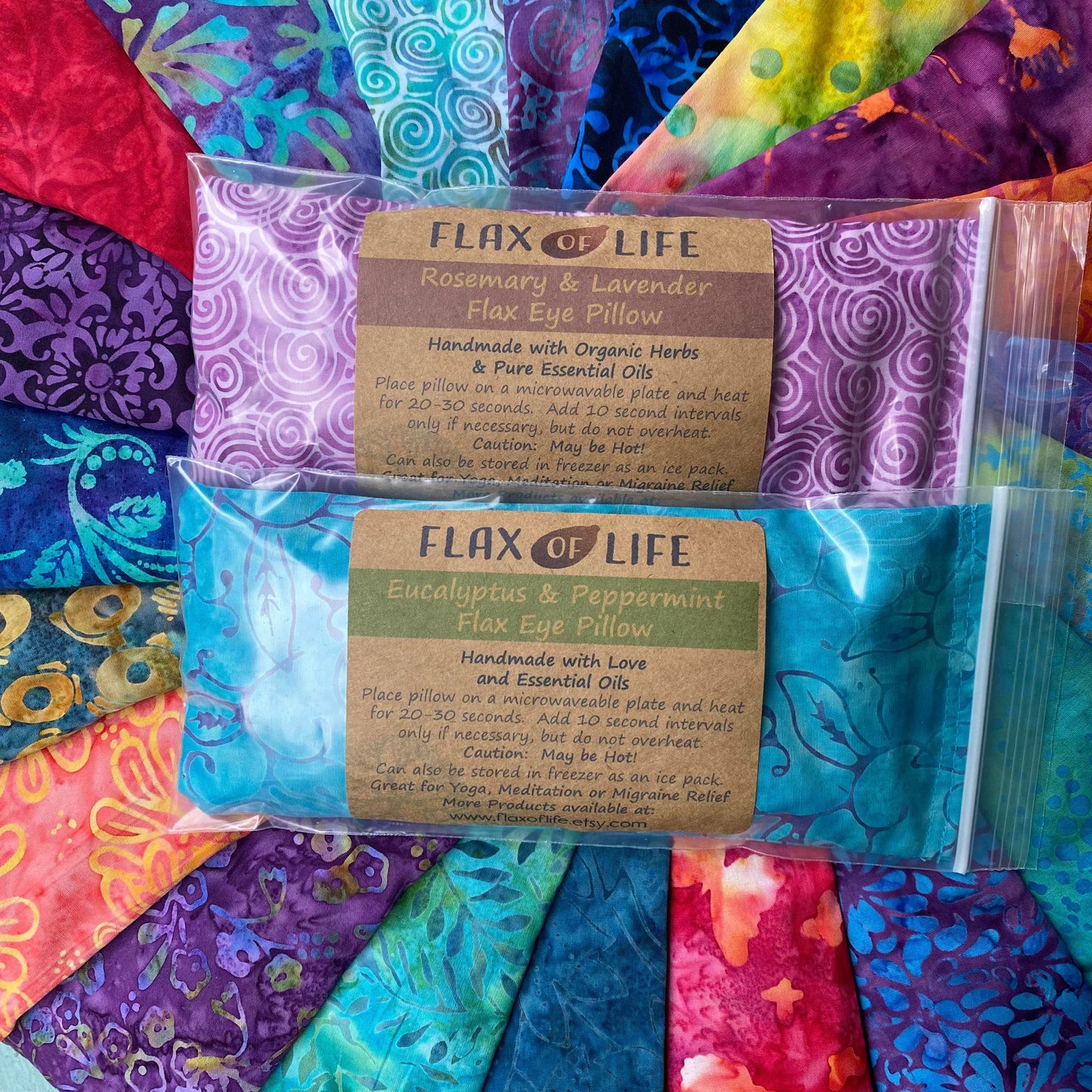40 Hand-Dyed Batik Flax Eye Pillows with Optional Covers